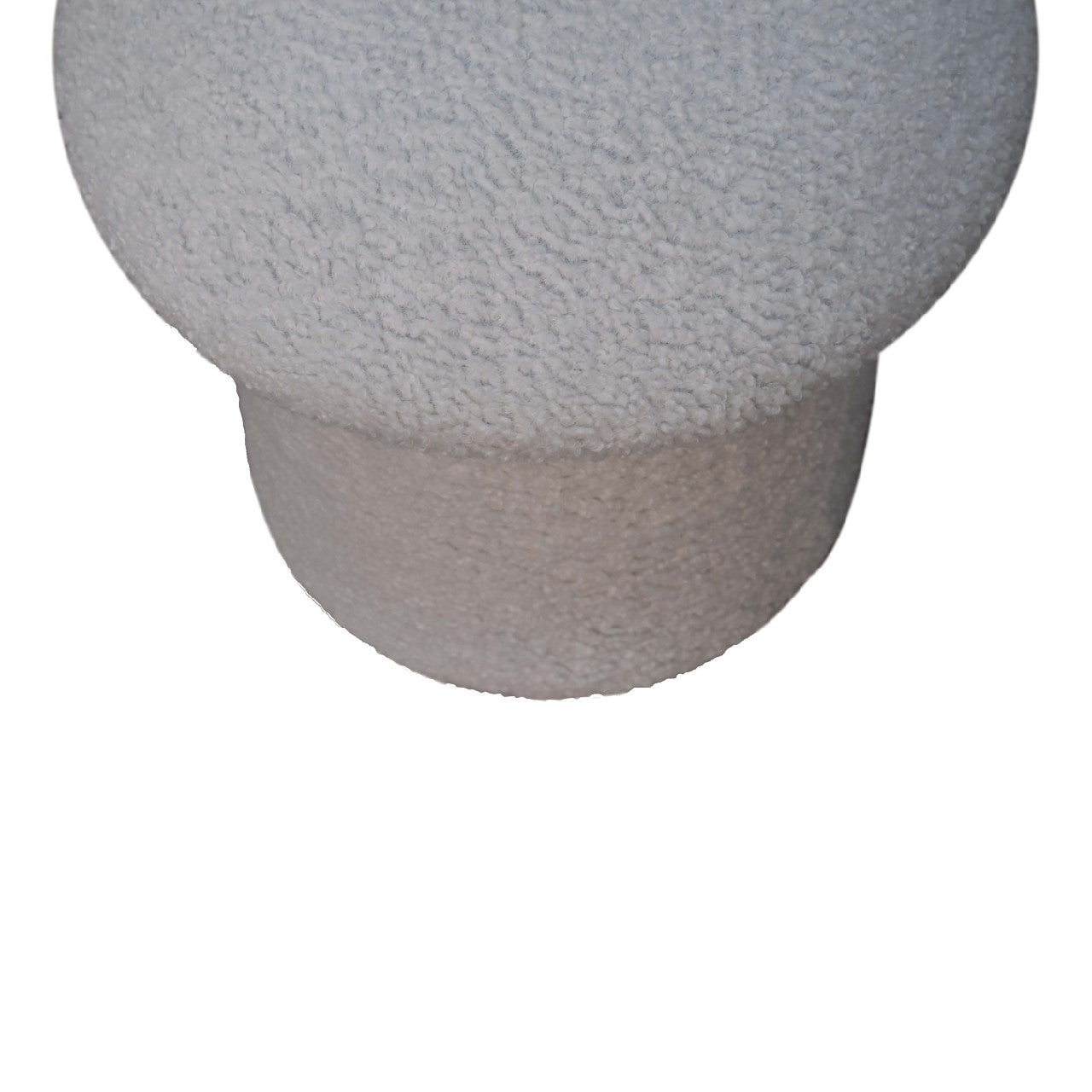 White Boucle Mushroom Footstool. 100% Solid Mango Wood