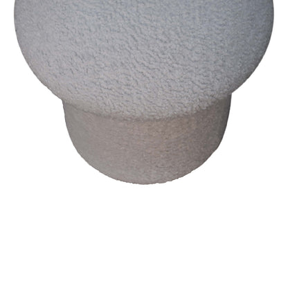 White Boucle Mushroom Footstool. 100% Solid Mango Wood