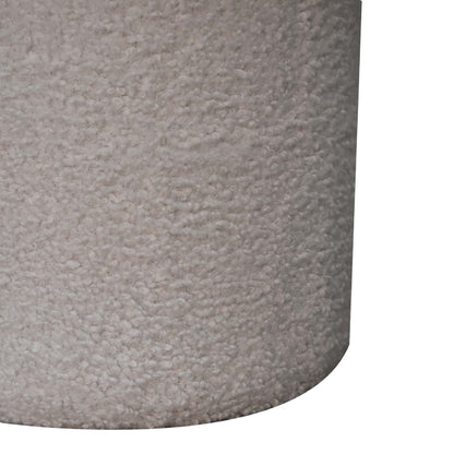 White Boucle Mushroom Footstool. 100% Solid Mango Wood