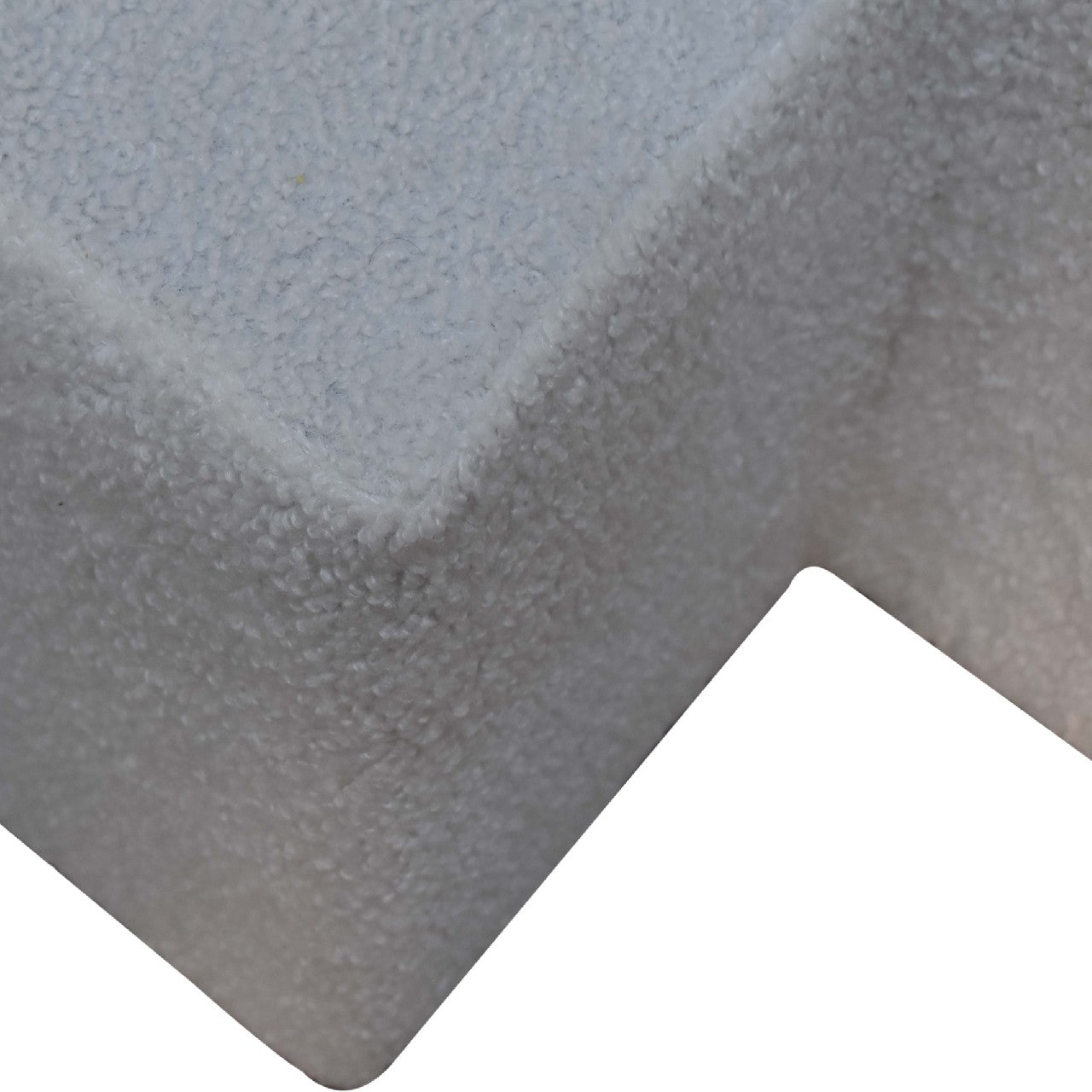 White Boucle Twin Footstool. 100% Solid Mango Wood