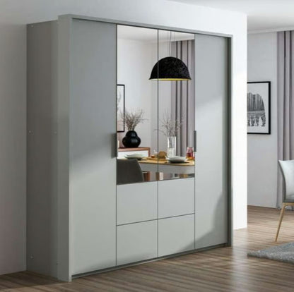 Platinum Bi-Folding Wardrobe 208cm with Mirror - Refined Finish, High-Capacity Storage