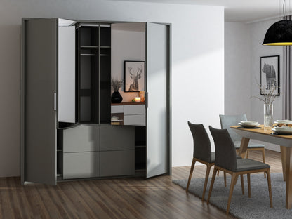 Platinum Bi-Folding Wardrobe 208cm with Mirror - Refined Finish, High-Capacity Storage