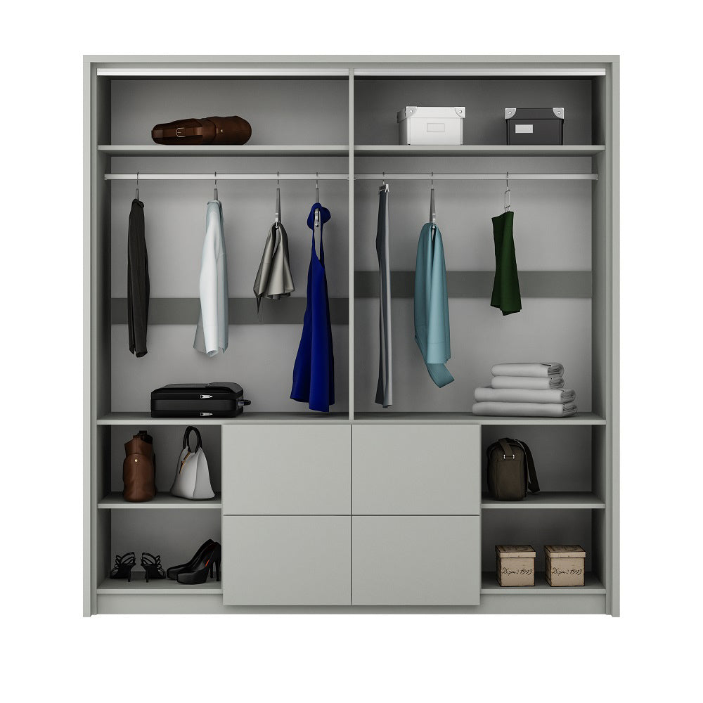 Platinum Bi-Folding Wardrobe 208cm with Mirror - Refined Finish, High-Capacity Storage