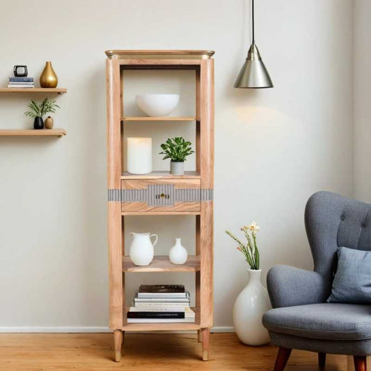 Wilton Acacia Open Bookcase. 100% solid hardwood