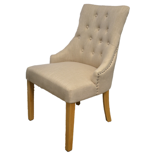 Windsor Chair in Oatmeal Fabric, Solid oak legs