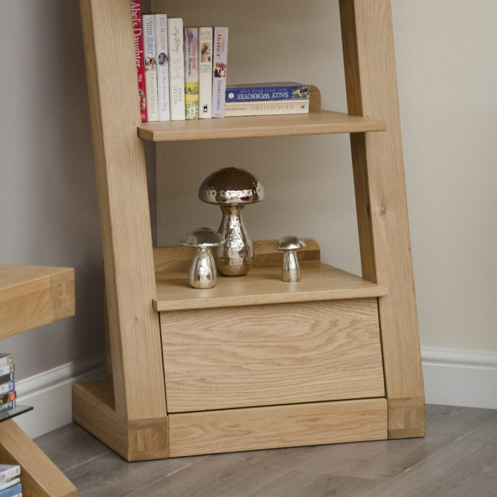 Z 1 Drawer Narrow Bookcase 100% solid oak
