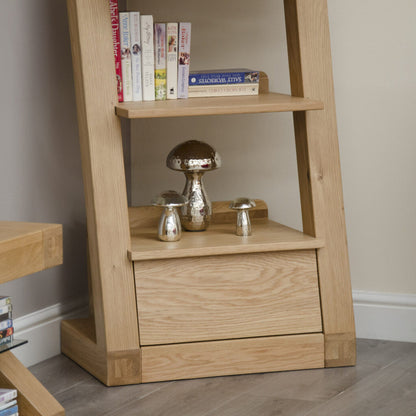 Z 1 Drawer Narrow Bookcase 100% solid oak