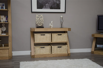 Z Basket Console Table 100% solid oak