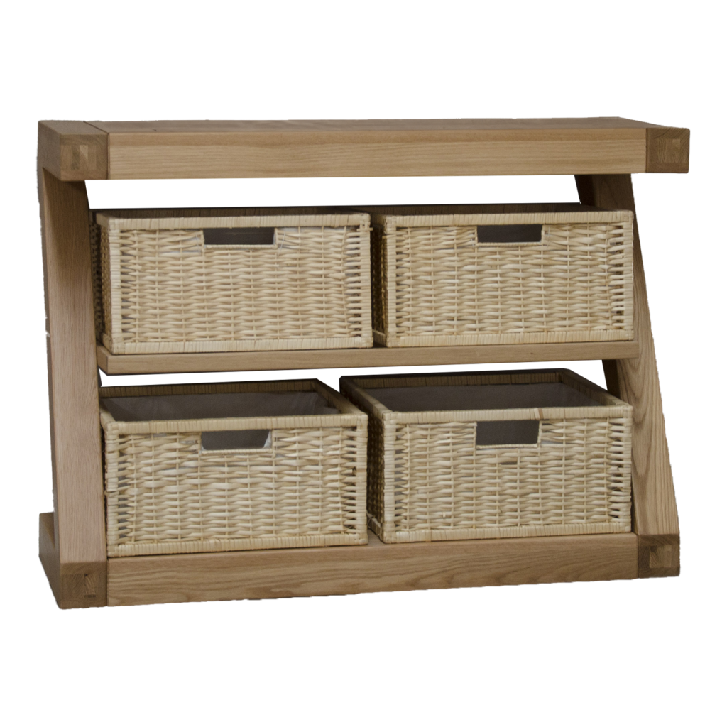Z Basket Console Table 100% solid oak