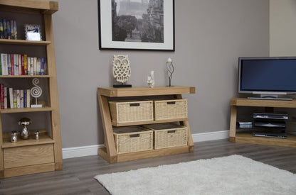 Z Basket Console Table 100% solid oak