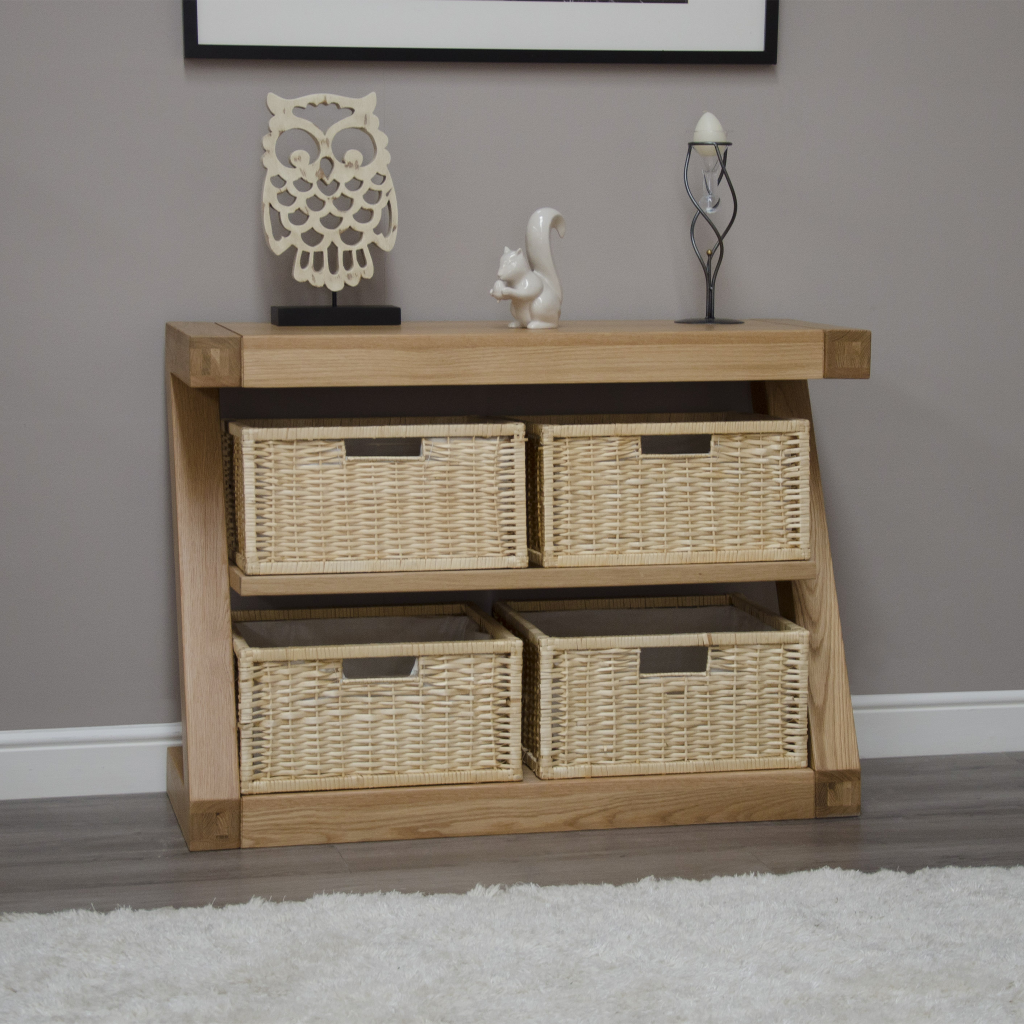 Z Basket Console Table 100% solid oak