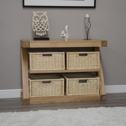 Z Basket Console Table 100% solid oak