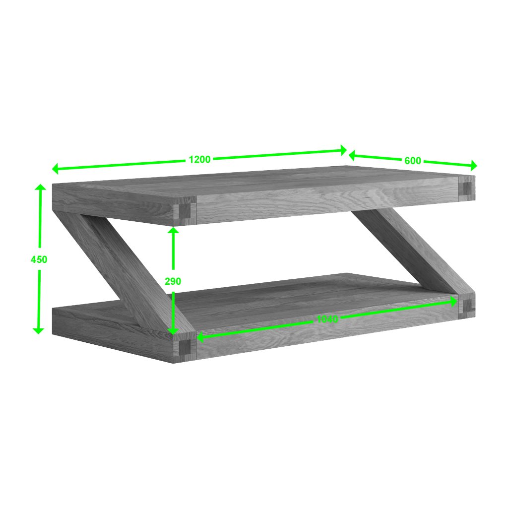Z Coffee Table. 100% solid oak