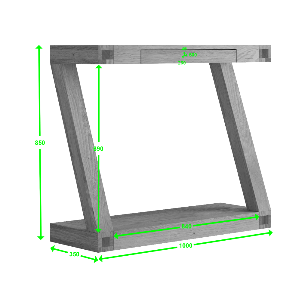 Z Hall Table 100% solid oak