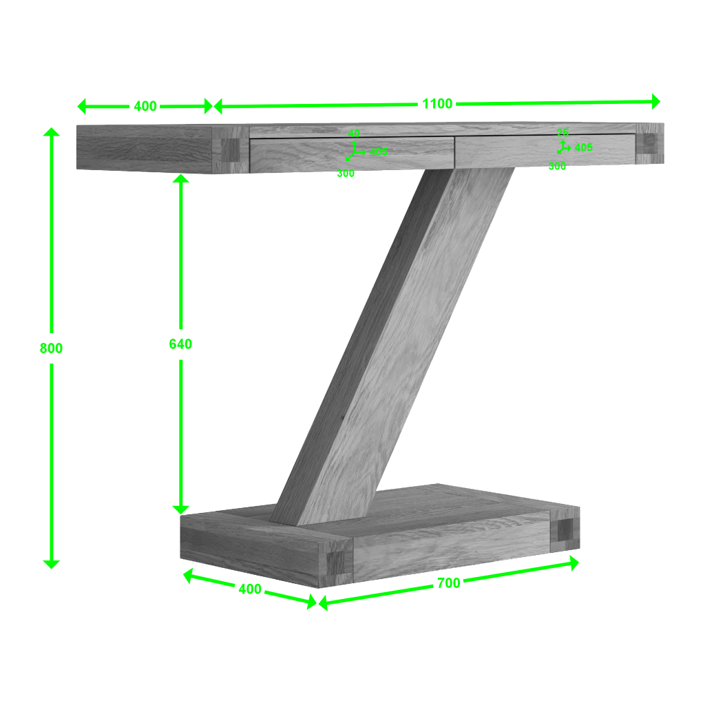 Z Modern Console Unit 100% solid oak