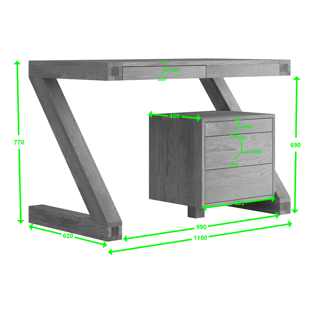 Z Small Computer Desk 100% solid oak