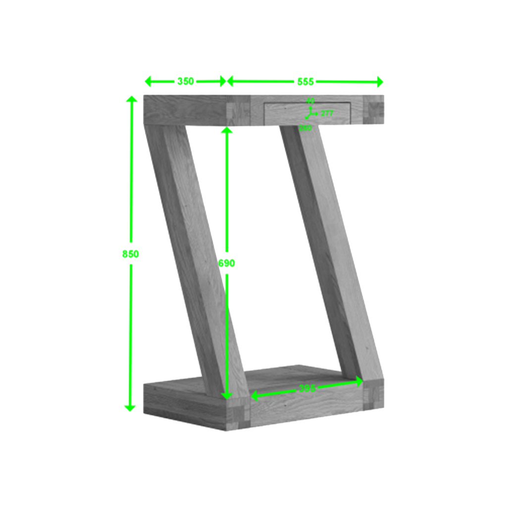 Z Small Console Table 100% solid oak
