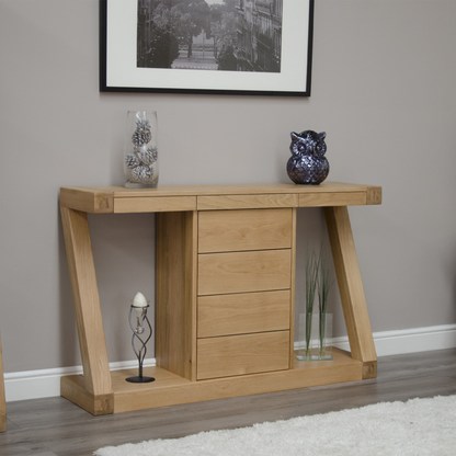 Z Wide Console with Drawers 100% Solid Oak