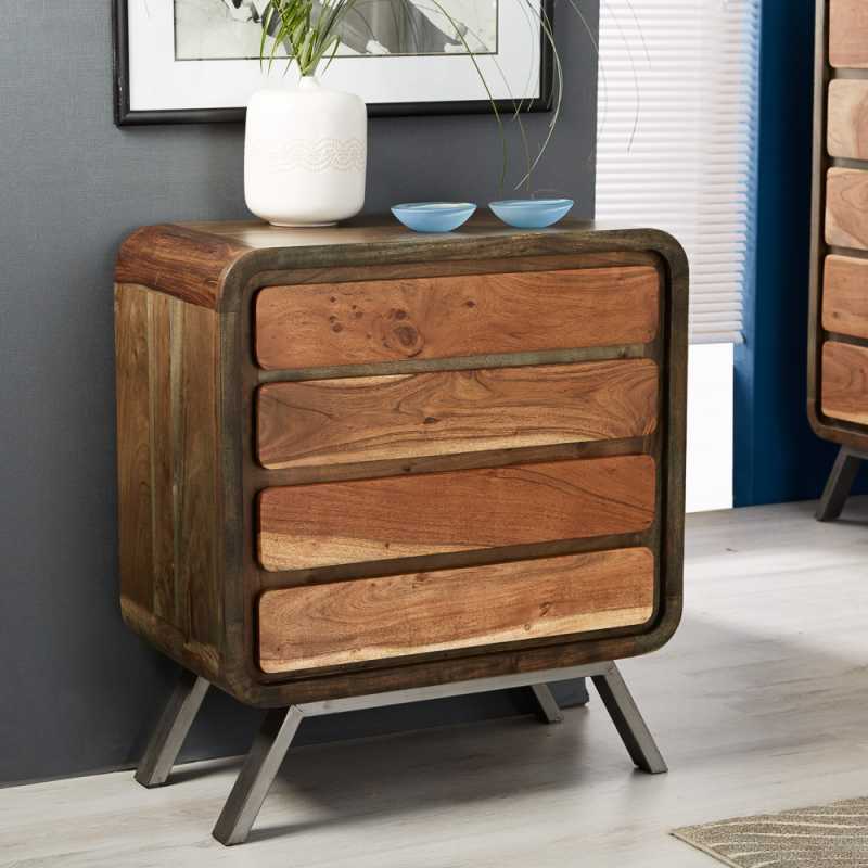 Aspen 4 Drawer Wide Chest 100 % Reclaimed Metal and Wood