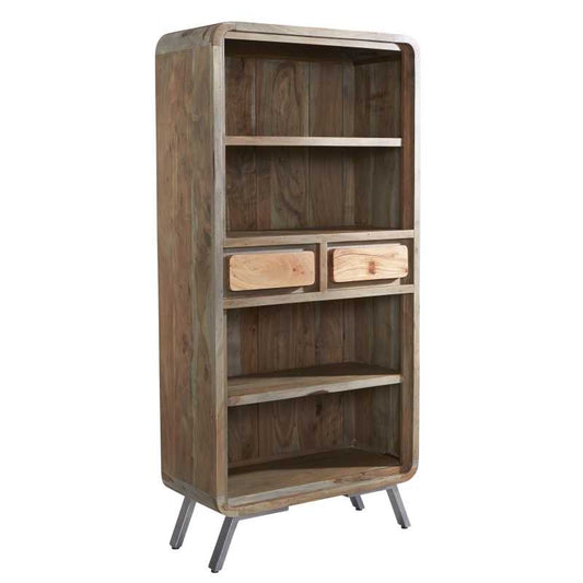 Aspen Large Bookcase 100 % Solid Hardwood and Reclaimed Metal