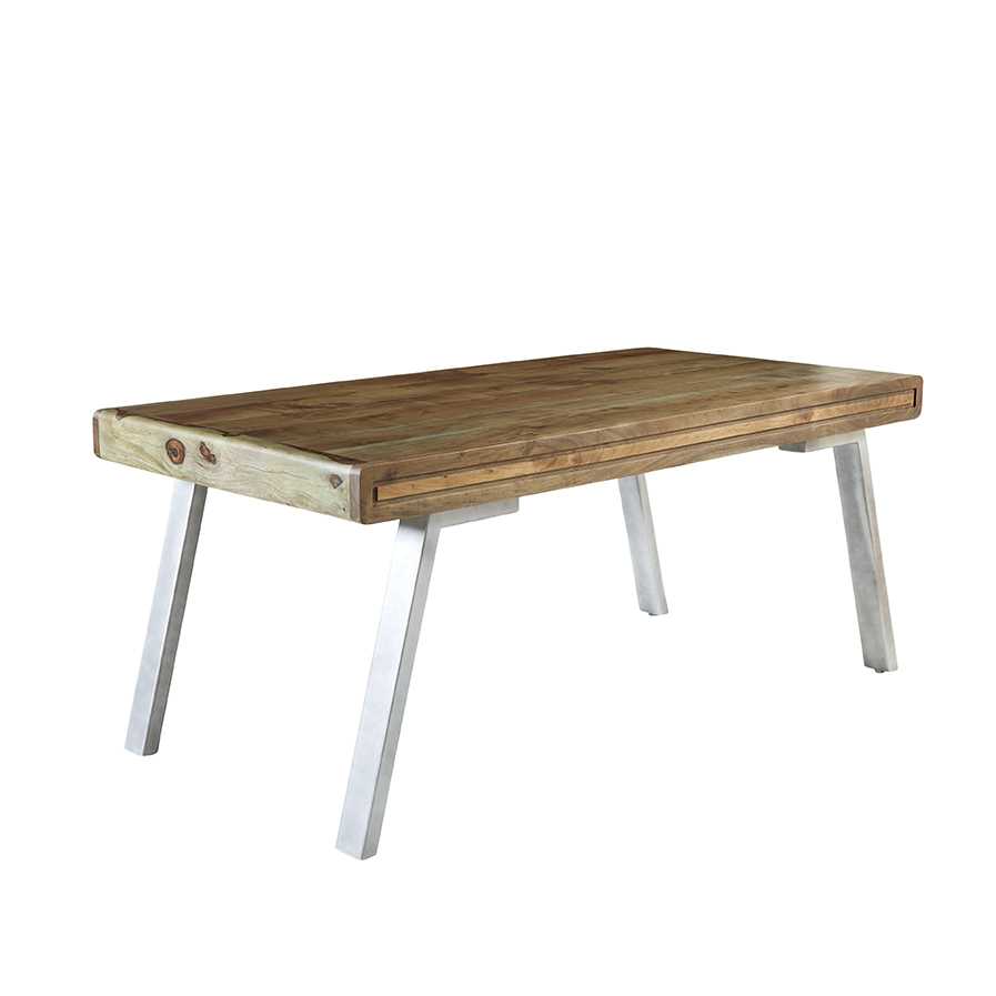 Aspen Large Dining Table Solid Hardwood and Reclaimed Metal