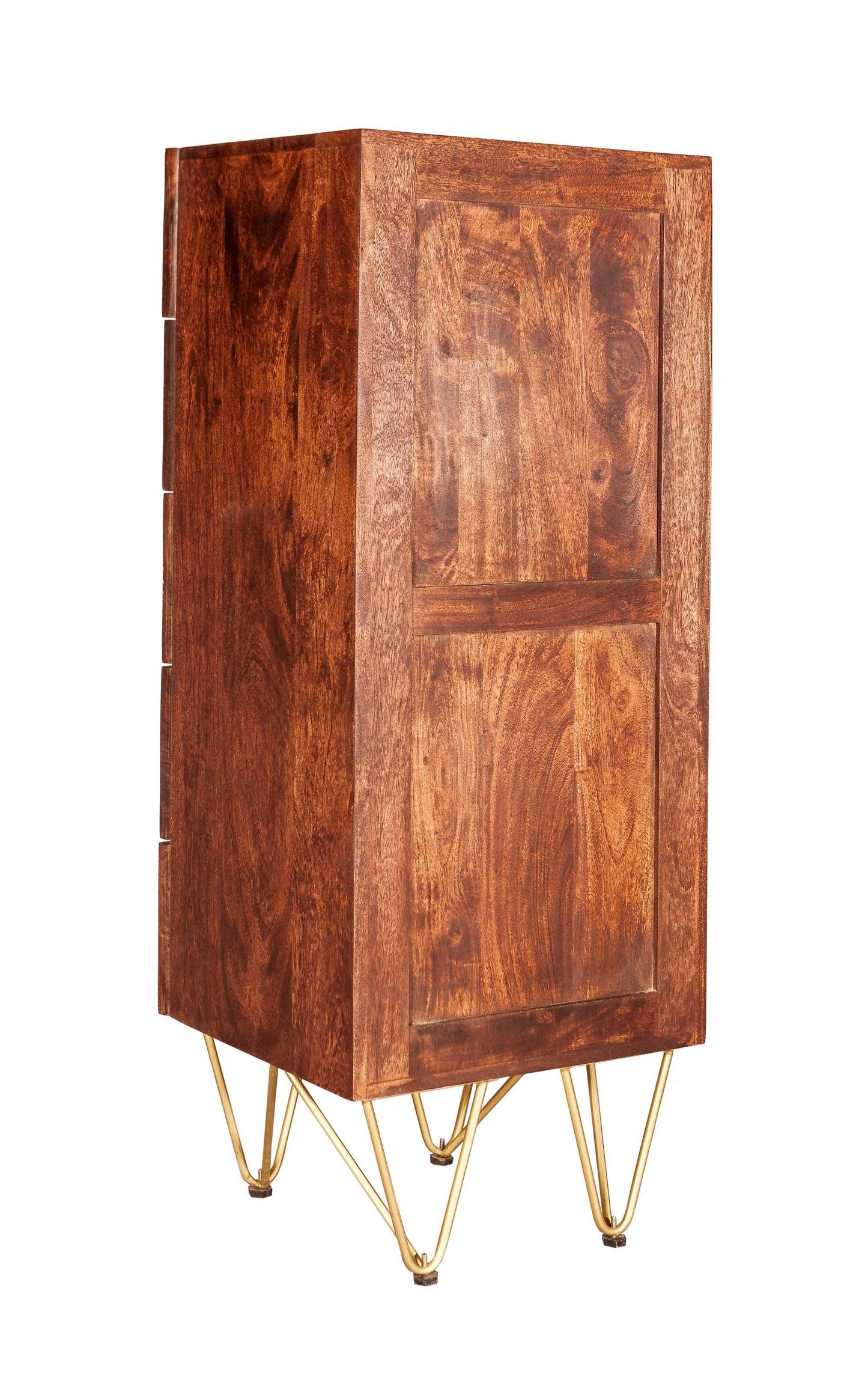 Dark Gold Tall Chest. Solid Mango Wood