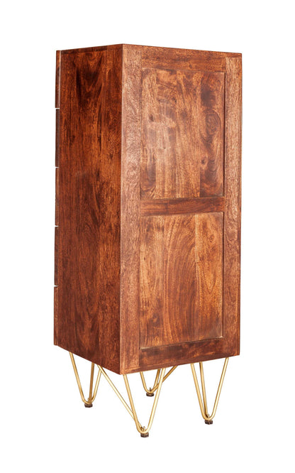 Dark Gold Tall Chest. Solid Mango Wood