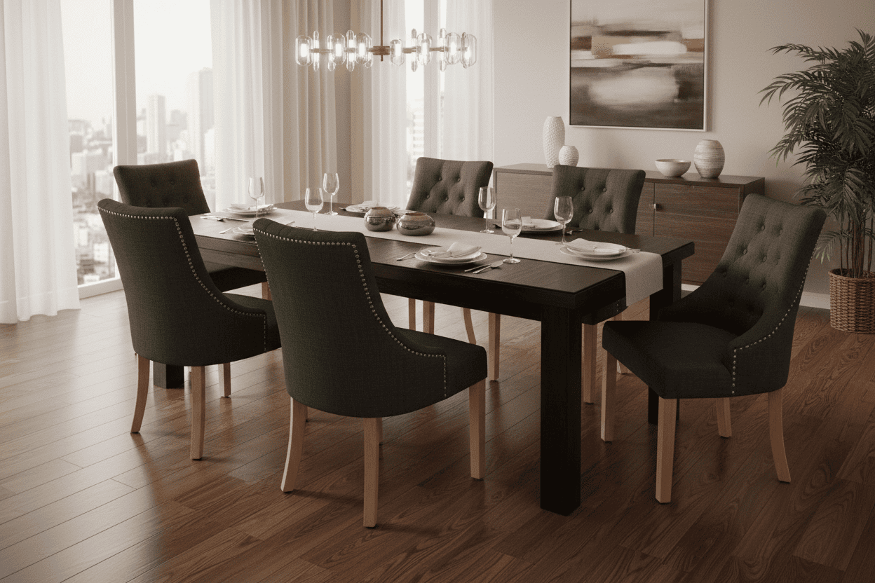 Windsor Fabric Dining Chair, Solid Oak Legs. 3 Colours Available