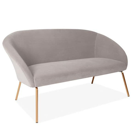 Grey Velvet Two Seater Sofa, with Gold Legs