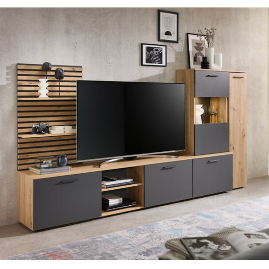 Heathrow Entertainment Unit With LED Lighting 250cm. 2 Colours Available