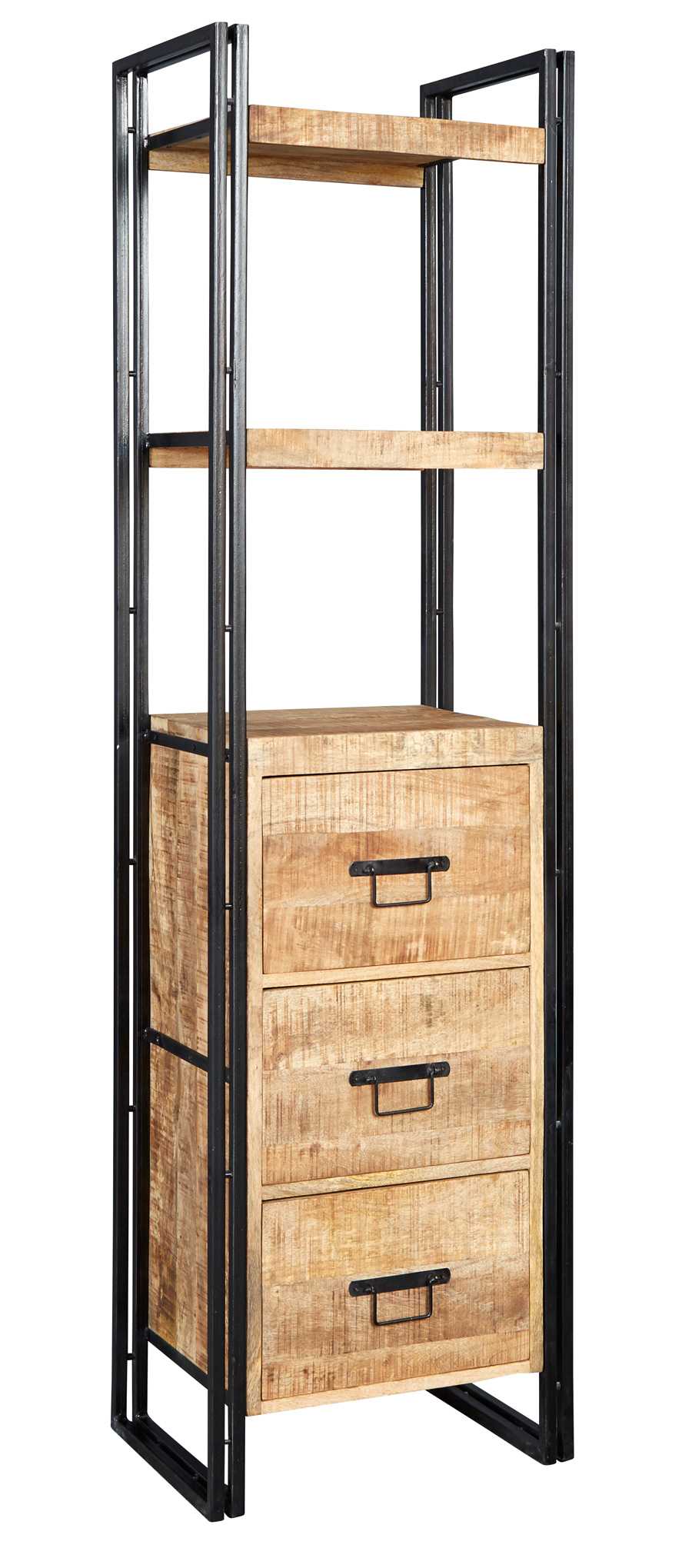 Cosmo Slim Bookcase, Reclaimed Wood & Metal