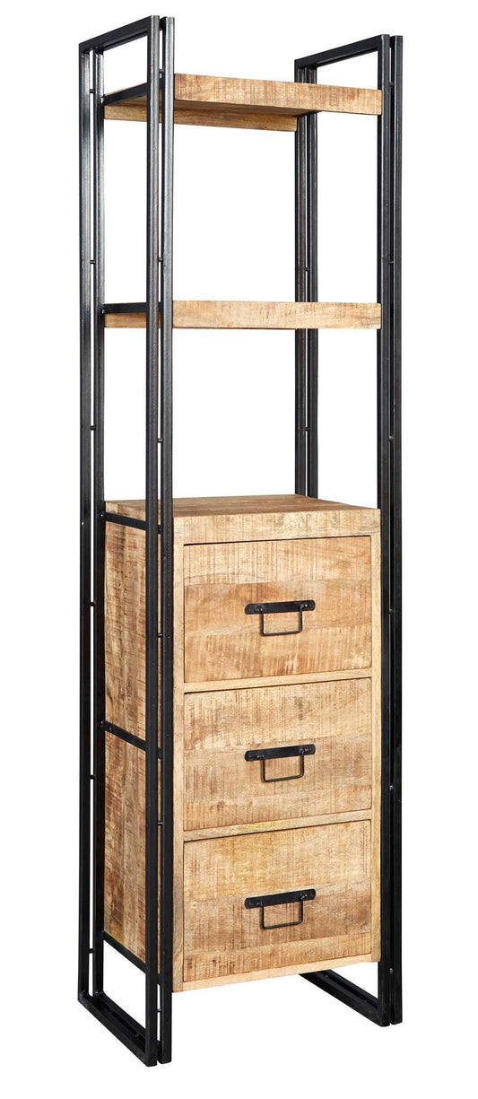 Cosmo Slim Bookcase, Reclaimed Wood & Metal