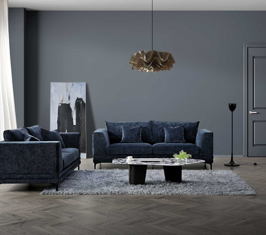 Aluxo Lenox Sofa Range in Aegean Blue Velvet 2 and 3 seater