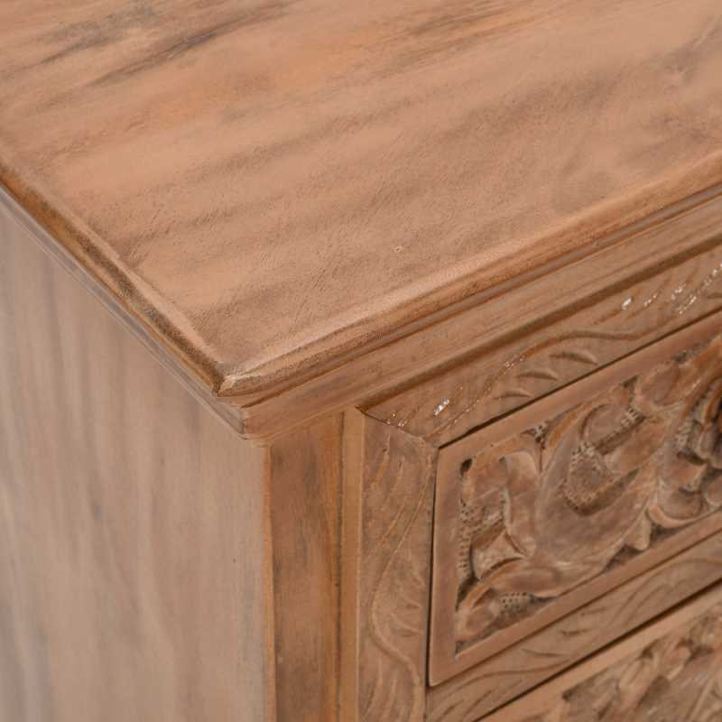 Artwork Mango Wood Bedside Table With Storage 100% Eco Sourced Natural Wood