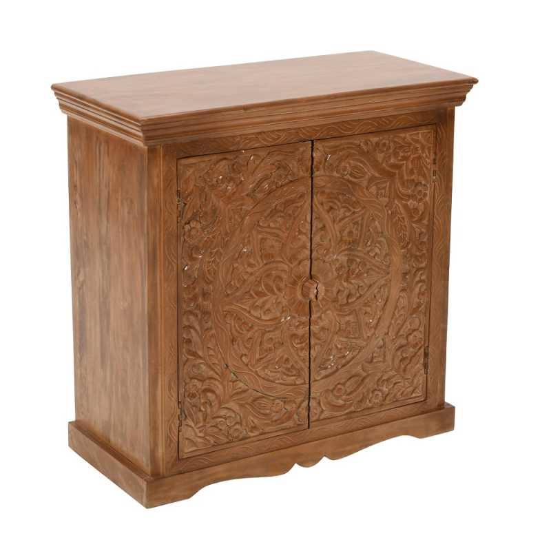 Artwork Mango Wood Sideboard With 2 Doors 100% Eco Sourced Natural Wood