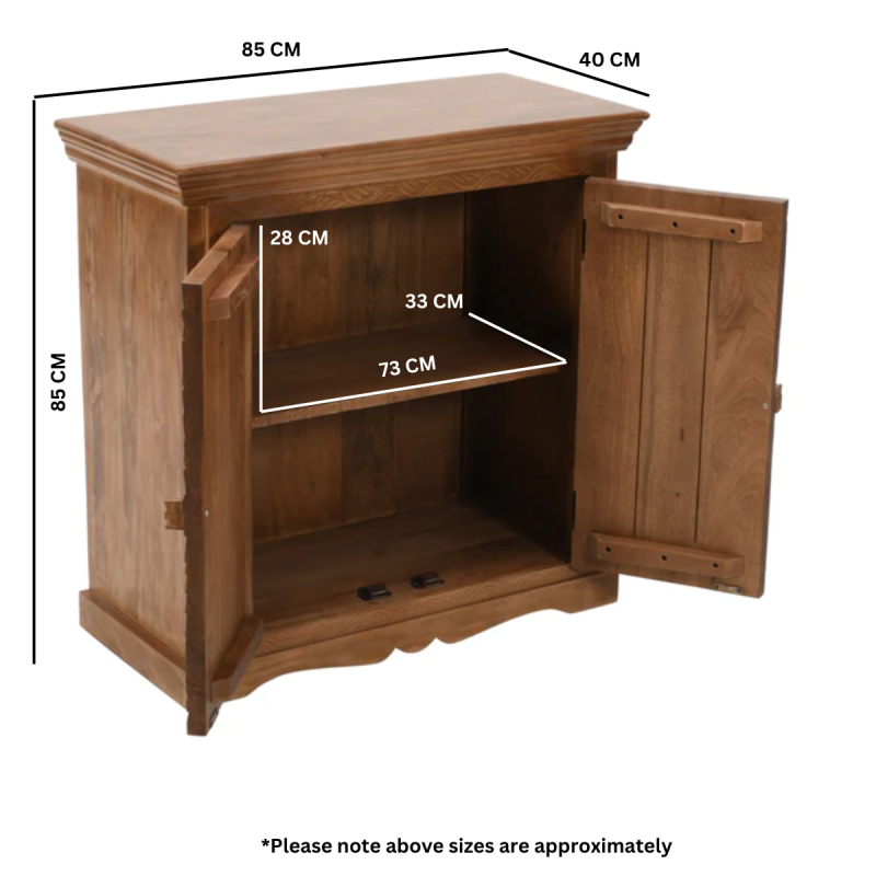 Artwork Mango Wood Sideboard With 2 Doors 100% Eco Sourced Natural Wood