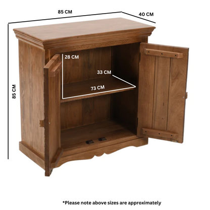 Artwork Mango Wood Sideboard With 2 Doors 100% Eco Sourced Natural Wood