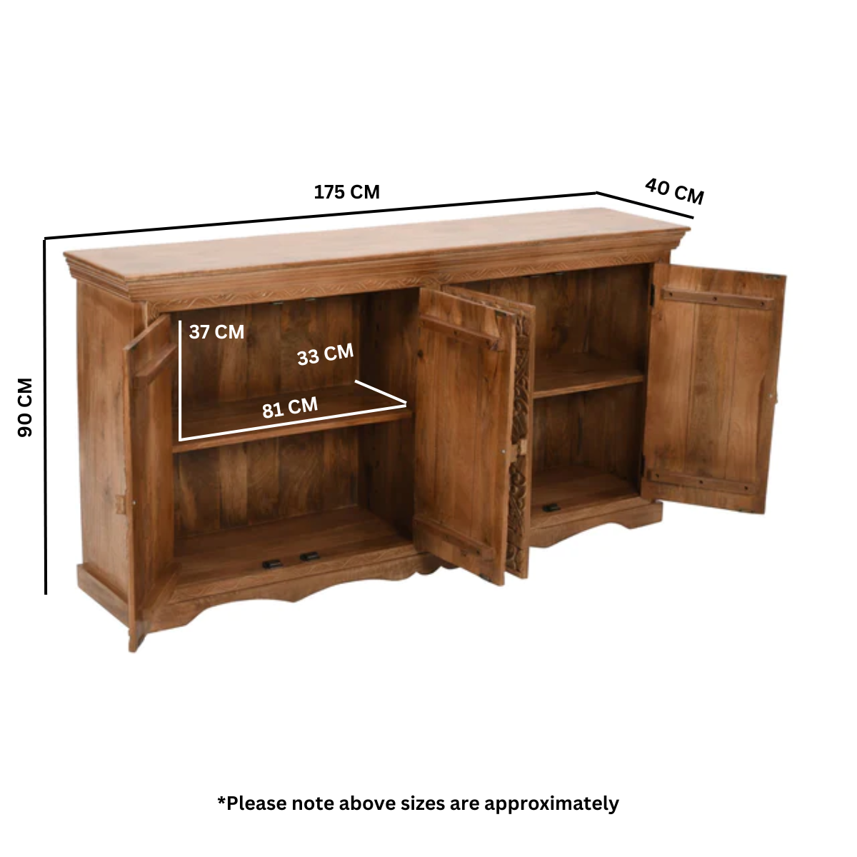 Artwork Mango Wood Sideboard Xl Solid Mango Wood