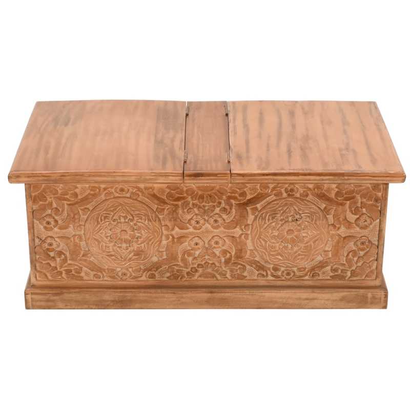 Artwork Mango Wood Coffee Table/Blanket Box 100% Eco Sourced Natural Wood