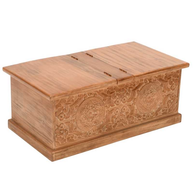 Artwork Mango Wood Coffee Table/Blanket Box 100% Eco Sourced Natural Wood