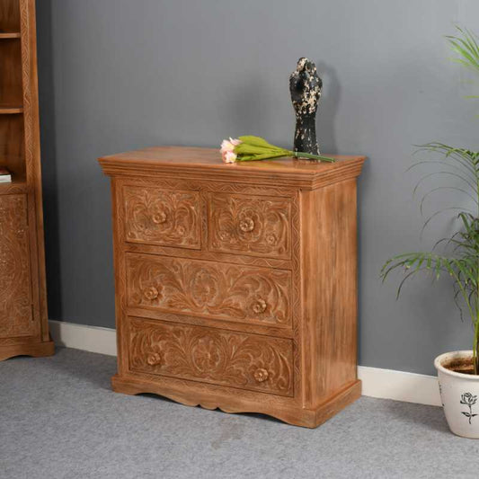 Artwork Mango Wood Chest Of Drawers 100% Eco Sourced Natural Wood