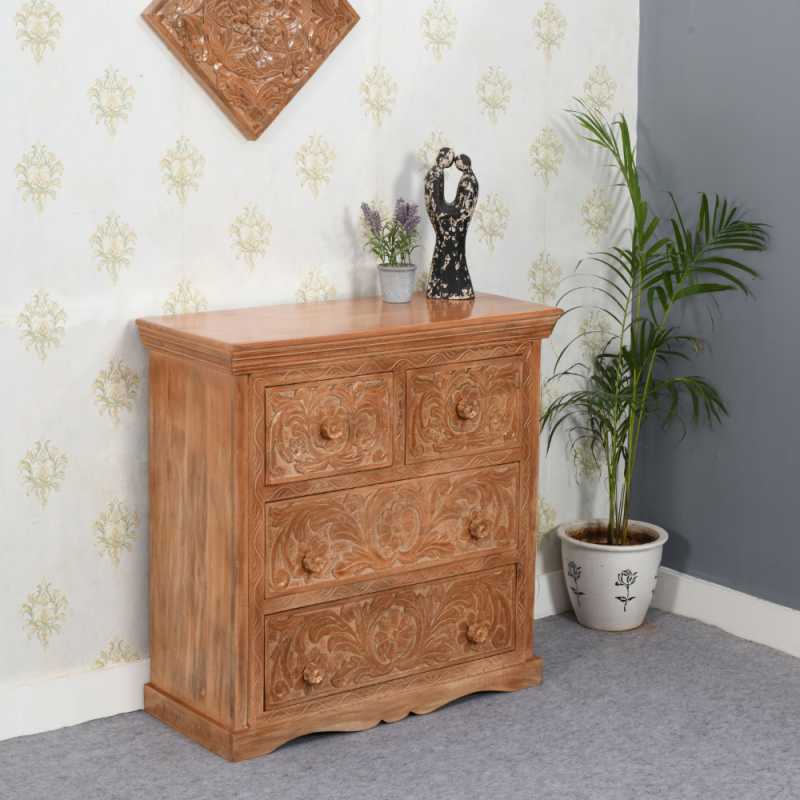 Artwork Mango Wood Chest Of Drawers 100% Eco Sourced Natural Wood