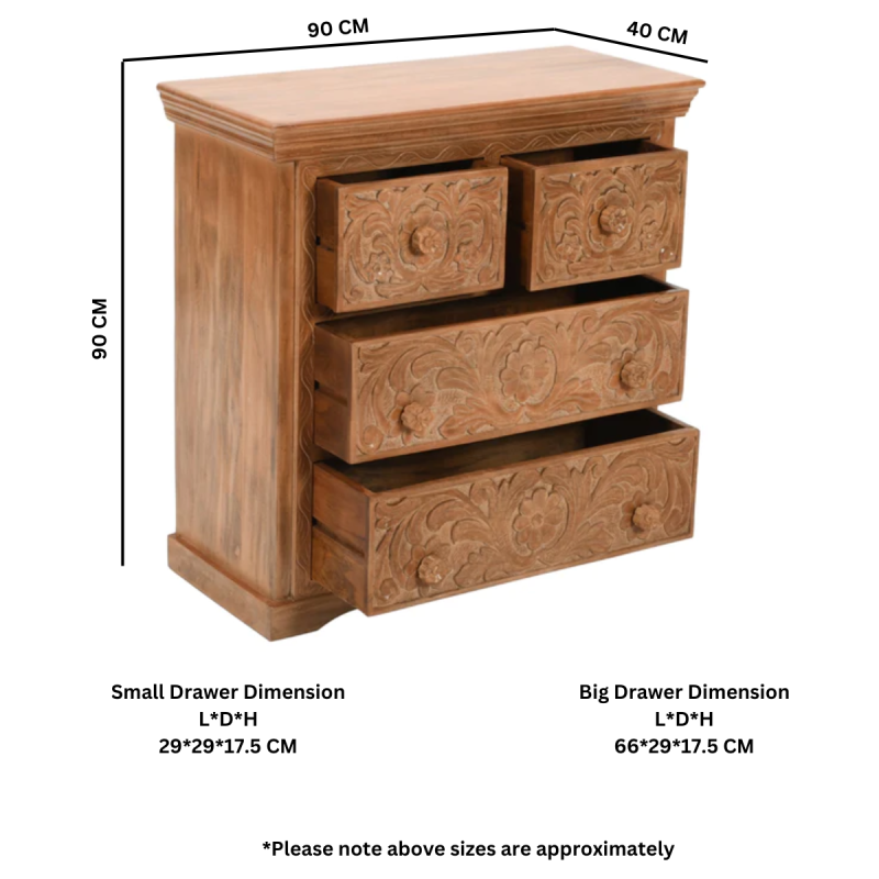 Artwork Mango Wood Chest Of Drawers 100% Eco Sourced Natural Wood