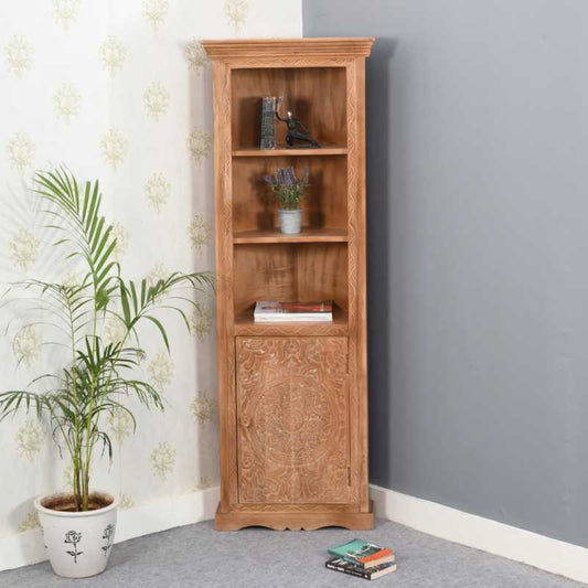 Artwork Mango Wood Corner Bookcase 100% Eco Sourced Natural Wood
