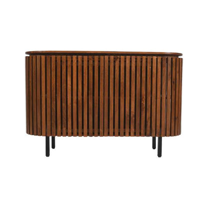 Slatted Solid Mango Wood 2 Doors Sideboard
