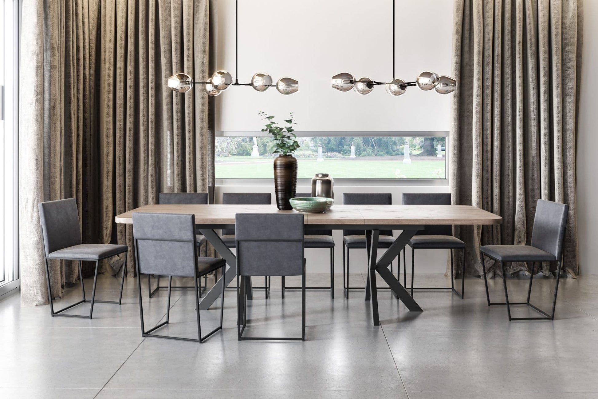 OSLO Rectangle Oak Laminate Dining Table extendable 200cm-280cm