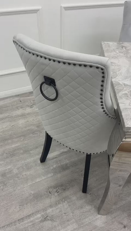 Bentley Black Leg Dining Chair Light Grey