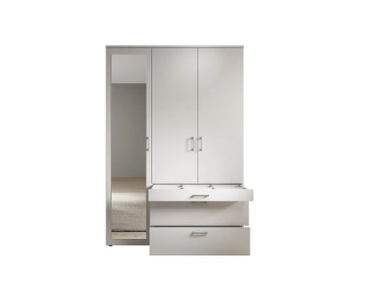 Vesala 3 Hinged Door Wardrobe with Mirror White Matt Graphite Matt