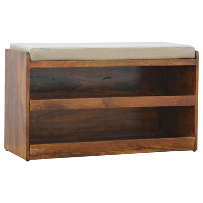 Mud Linen Pull out Shoe Bench 100% Solid Mango Wood