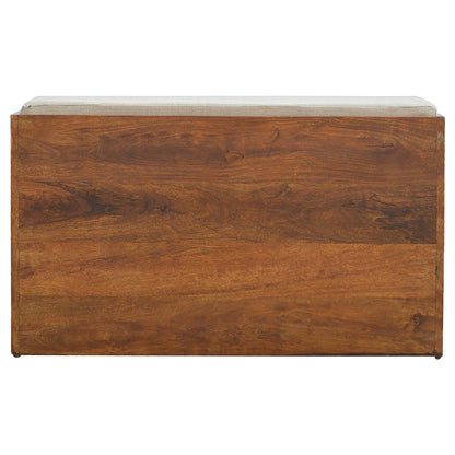 Mud Linen Pull out Shoe Bench 100% Solid Mango Wood